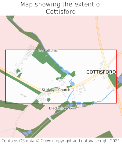 Map showing extent of Cottisford as bounding box