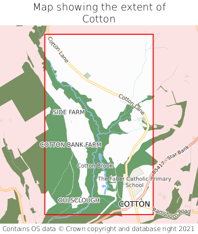 Map showing extent of Cotton as bounding box