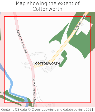 Map showing extent of Cottonworth as bounding box