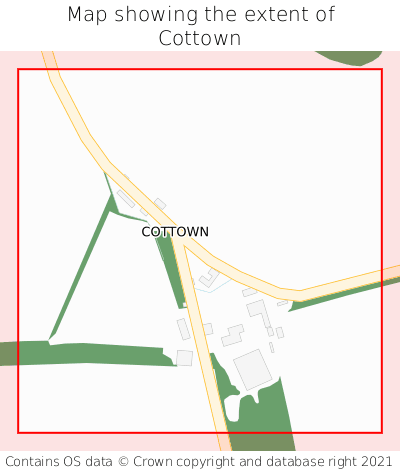 Map showing extent of Cottown as bounding box