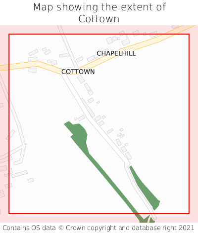 Map showing extent of Cottown as bounding box