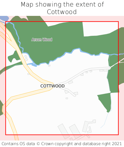 Map showing extent of Cottwood as bounding box