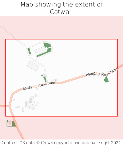 Map showing extent of Cotwall as bounding box