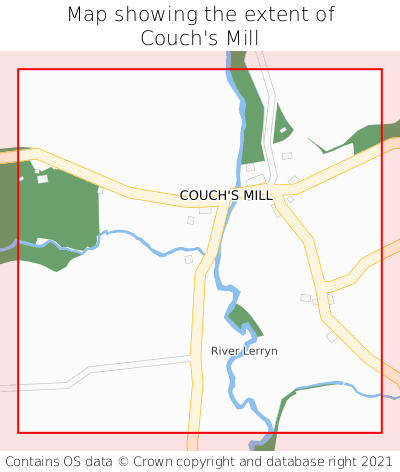 Map showing extent of Couch's Mill as bounding box