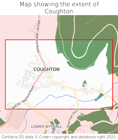 Map showing extent of Coughton as bounding box