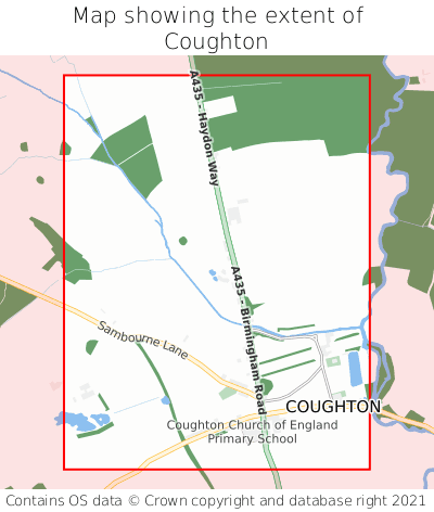 Map showing extent of Coughton as bounding box