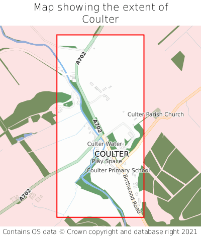 Map showing extent of Coulter as bounding box