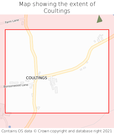 Map showing extent of Coultings as bounding box