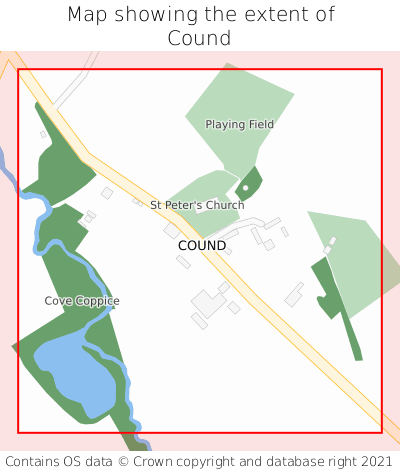 Map showing extent of Cound as bounding box