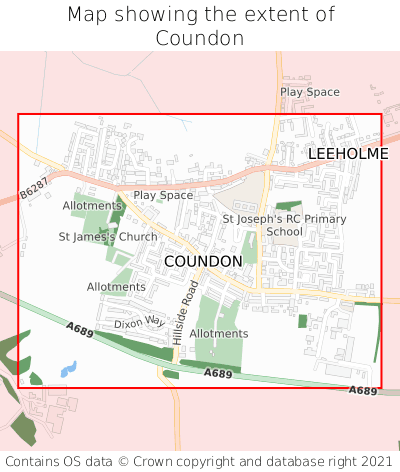 Map showing extent of Coundon as bounding box