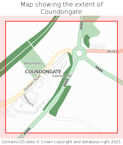 Map showing extent of Coundongate as bounding box