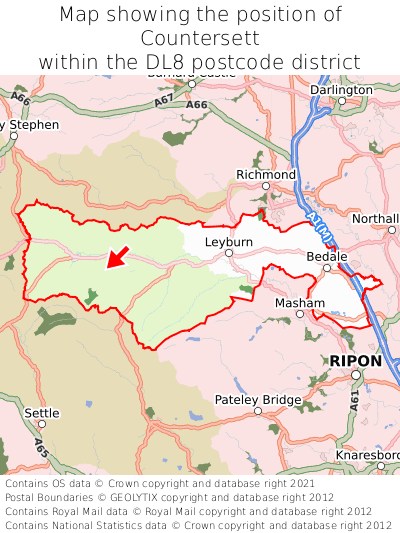 Map showing location of Countersett within DL8