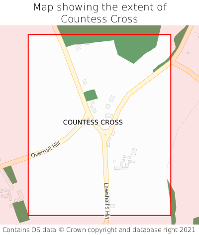Map showing extent of Countess Cross as bounding box