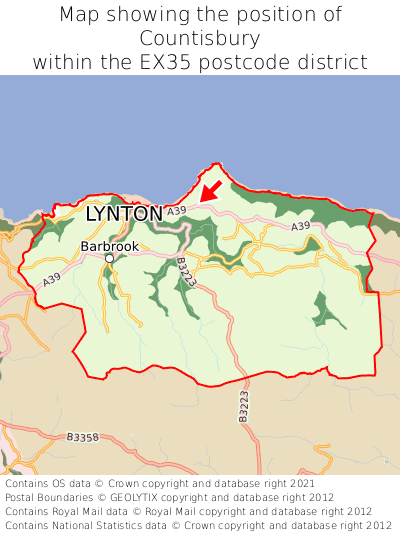 Map showing location of Countisbury within EX35