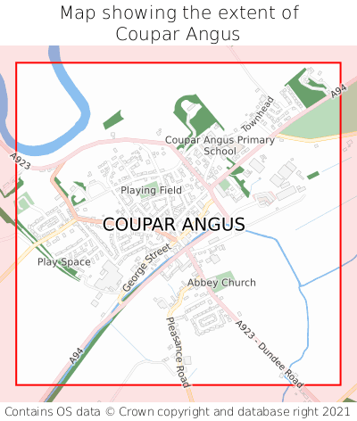 Map showing extent of Coupar Angus as bounding box