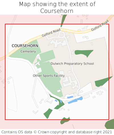 Map showing extent of Coursehorn as bounding box