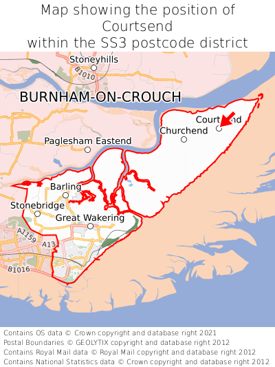 Map showing location of Courtsend within SS3