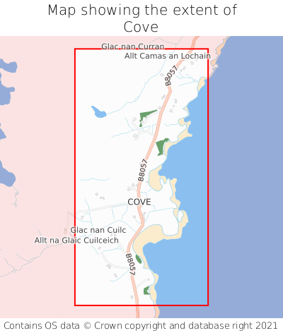 Map showing extent of Cove as bounding box