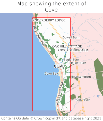 Map showing extent of Cove as bounding box