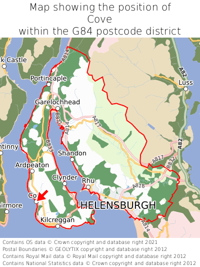 Map showing location of Cove within G84