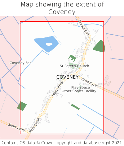 Map showing extent of Coveney as bounding box