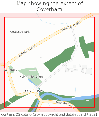 Map showing extent of Coverham as bounding box