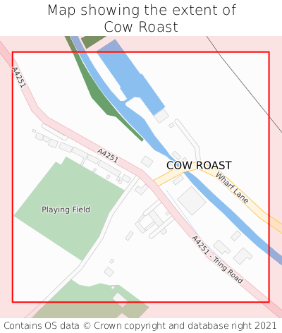 Map showing extent of Cow Roast as bounding box
