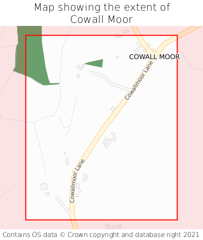 Map showing extent of Cowall Moor as bounding box