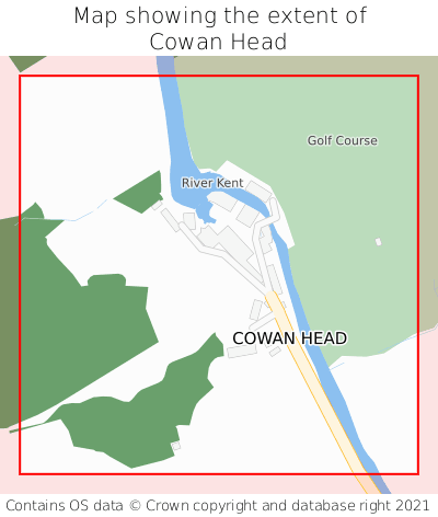 Map showing extent of Cowan Head as bounding box