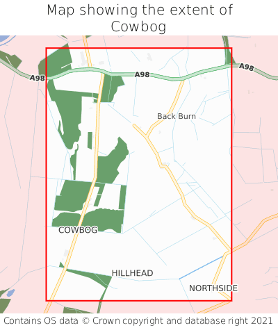 Map showing extent of Cowbog as bounding box