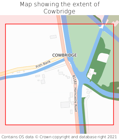 Map showing extent of Cowbridge as bounding box