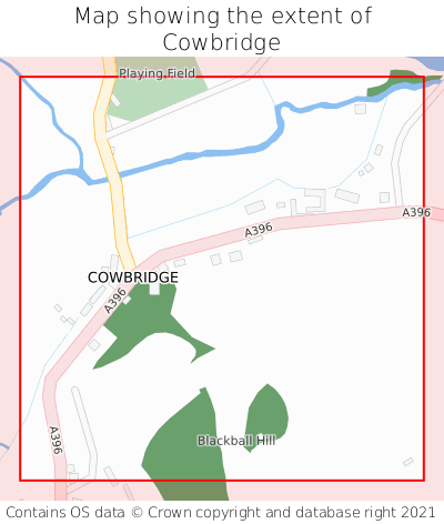 Map showing extent of Cowbridge as bounding box