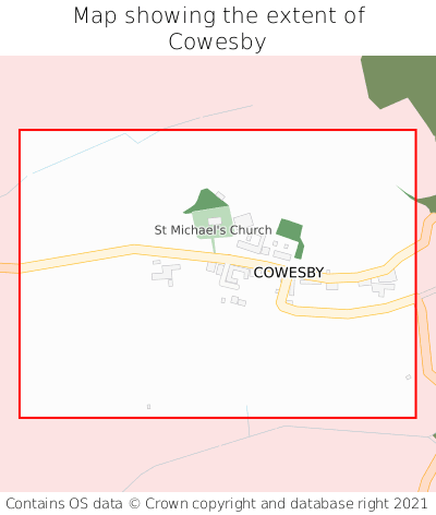 Map showing extent of Cowesby as bounding box