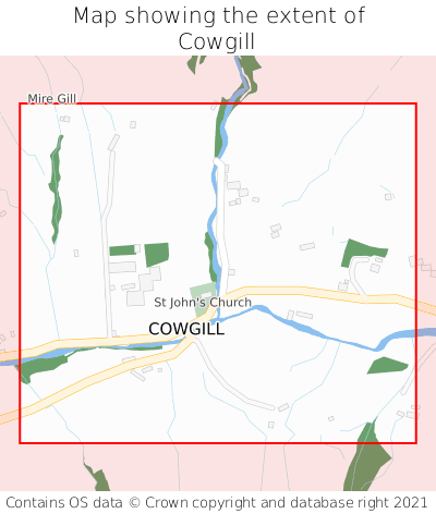 Map showing extent of Cowgill as bounding box