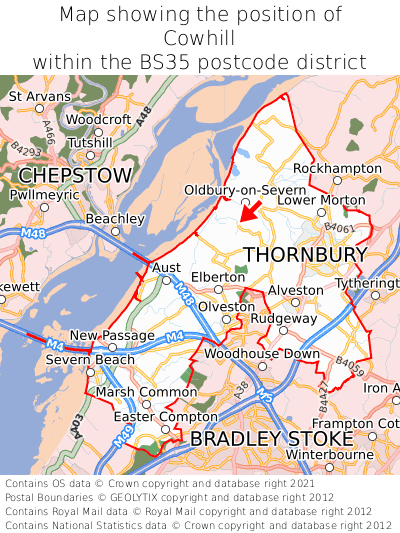 Map showing location of Cowhill within BS35