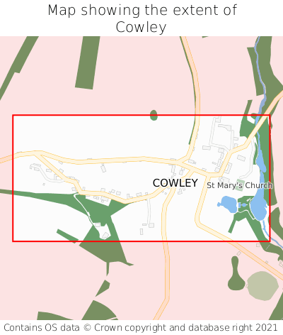 Map showing extent of Cowley as bounding box