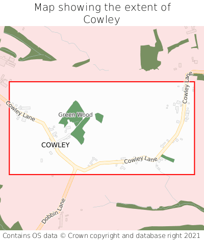 Map showing extent of Cowley as bounding box