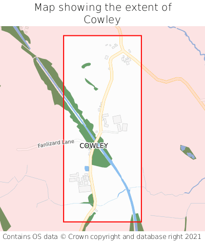 Map showing extent of Cowley as bounding box