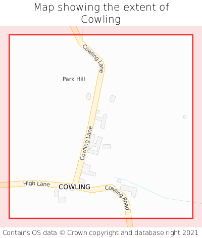 Map showing extent of Cowling as bounding box
