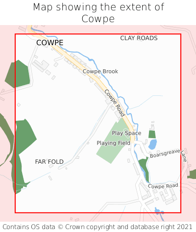 Map showing extent of Cowpe as bounding box