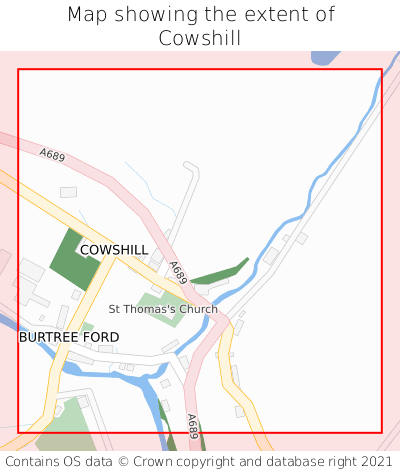 Map showing extent of Cowshill as bounding box