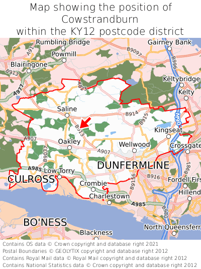 Map showing location of Cowstrandburn within KY12