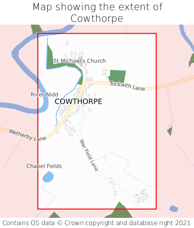 Map showing extent of Cowthorpe as bounding box
