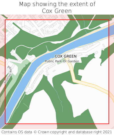 Map showing extent of Cox Green as bounding box