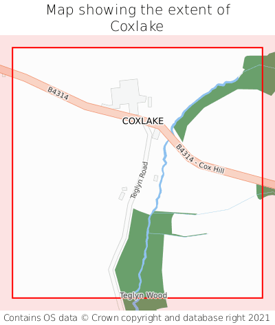 Map showing extent of Coxlake as bounding box