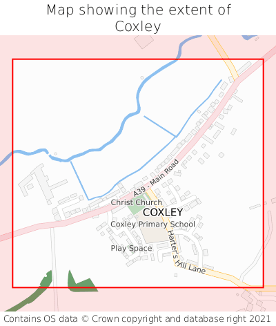 Map showing extent of Coxley as bounding box