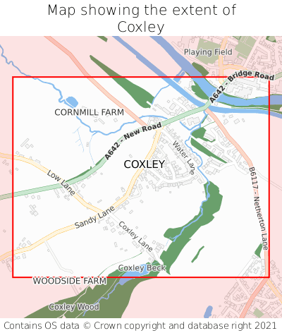 Map showing extent of Coxley as bounding box