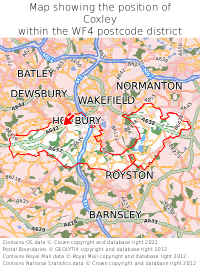 Map showing location of Coxley within WF4