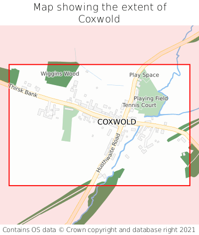 Map showing extent of Coxwold as bounding box