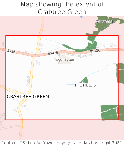 Map showing extent of Crabtree Green as bounding box